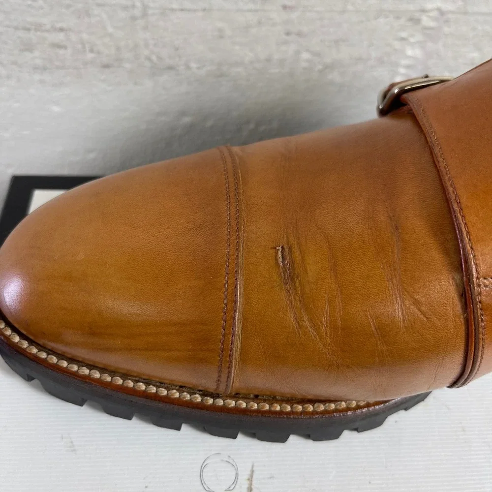 Bally Switzerland Porthos Monk Strap Cap Toe Brown Leather Dress Shoes Men 9.5D‎